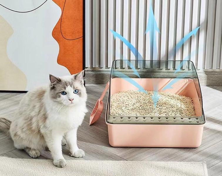 Semi-open cat litter box
