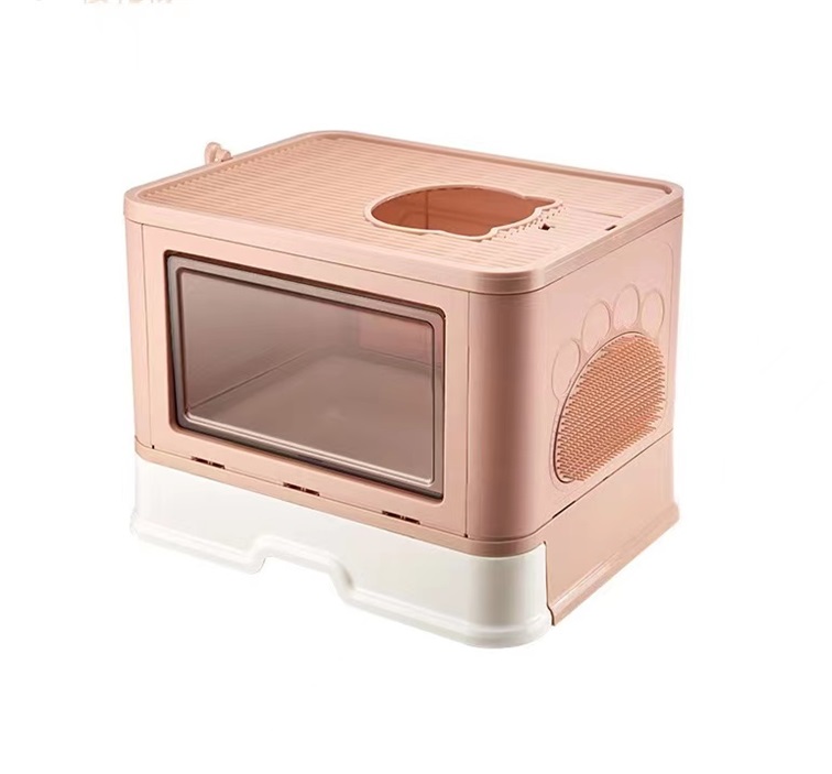 Enclosed cat litter box with private space